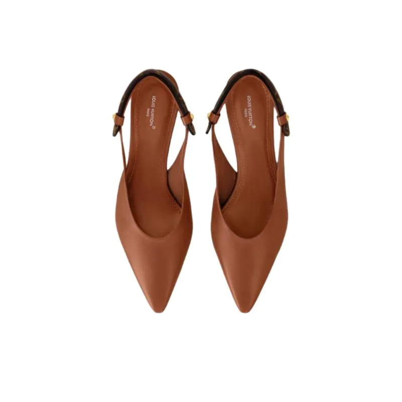 LOUIS VUITTON Legacy Cone Heel High Heels 5.5cm Women's Brown-3