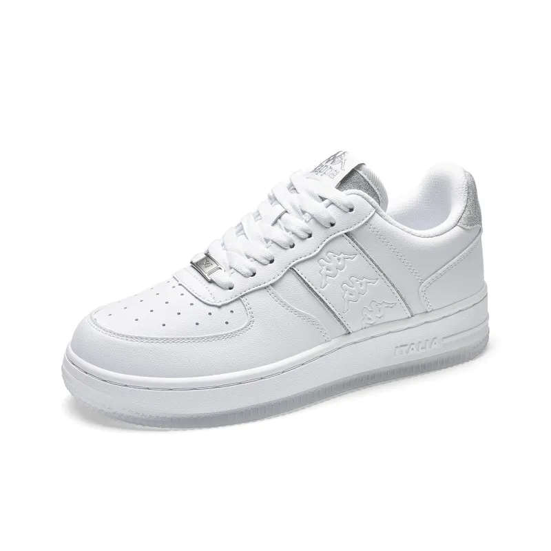Kappa Anti-Slip Wear-Resistant Low-Top Skateboard Shoes Women's White Silver-2