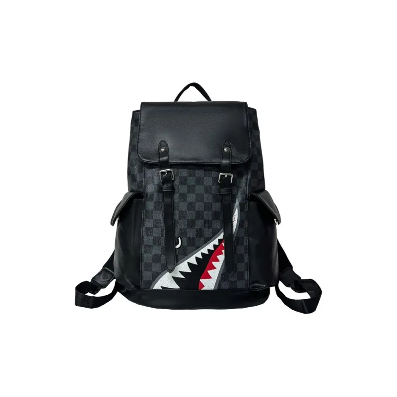 Debecca PU Backpack Regular Unisex Black Gray/Brown-0