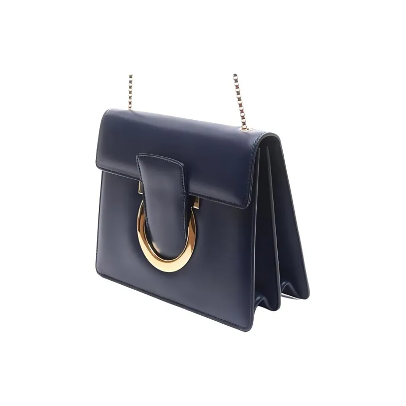 FERRAGAMO Cow Leather Shoulder Bag, Crossbody Bag Women's Blue-1
