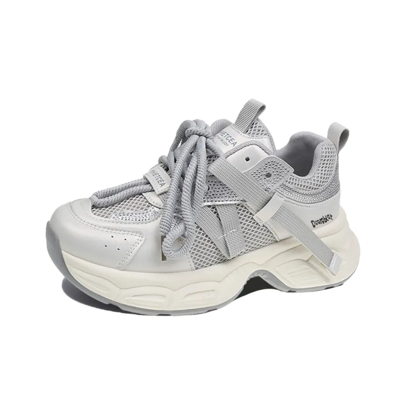 Budding Bear Slip Resistant, Abrasion Resistant, Breathable, Height Increasing Low Top Chunky Sneakers Women's Box-1