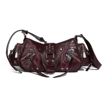 Vigno Synthetic Leather Shoulder Bag Regular Women's Black/Burgundy