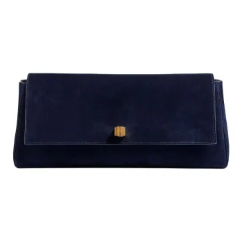KHAITE Calf Suede Clutch Women's Marine Blue