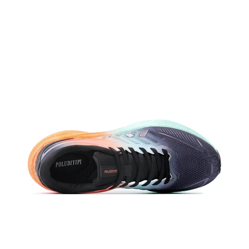 POLUDIYIPI Durable Breathable Low Top Popcorn Training Running Shoes Unisex Moon Black Orange-2