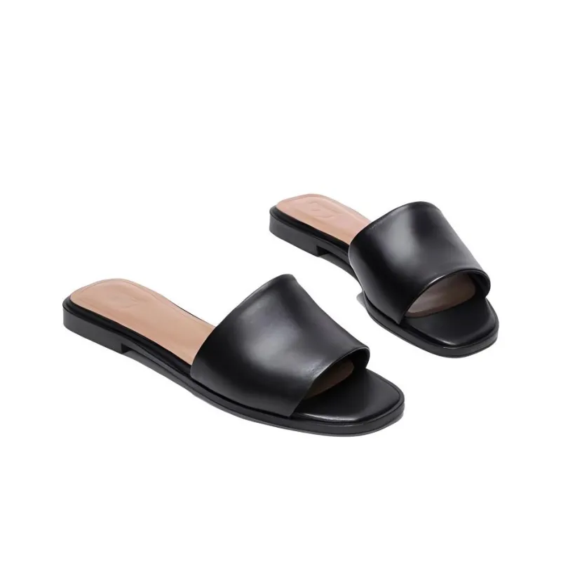 FLATTERED Rubber Sole Slide Slippers Women's Black-3