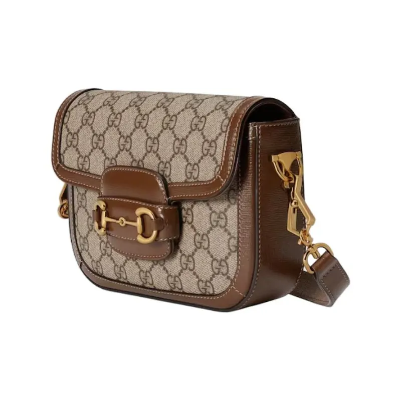GUCCI Horsebit 1955 Canvas Shoulder Bag Mini Women's Brown-2
