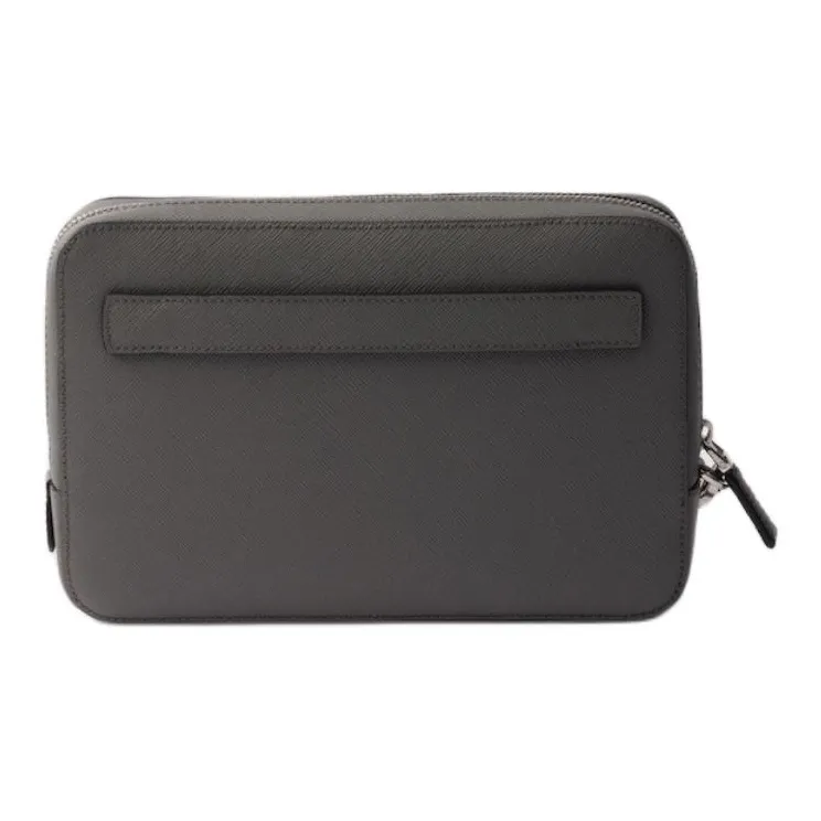 PRADA Saffiano Leather Clutch Men's Marble Gray-3