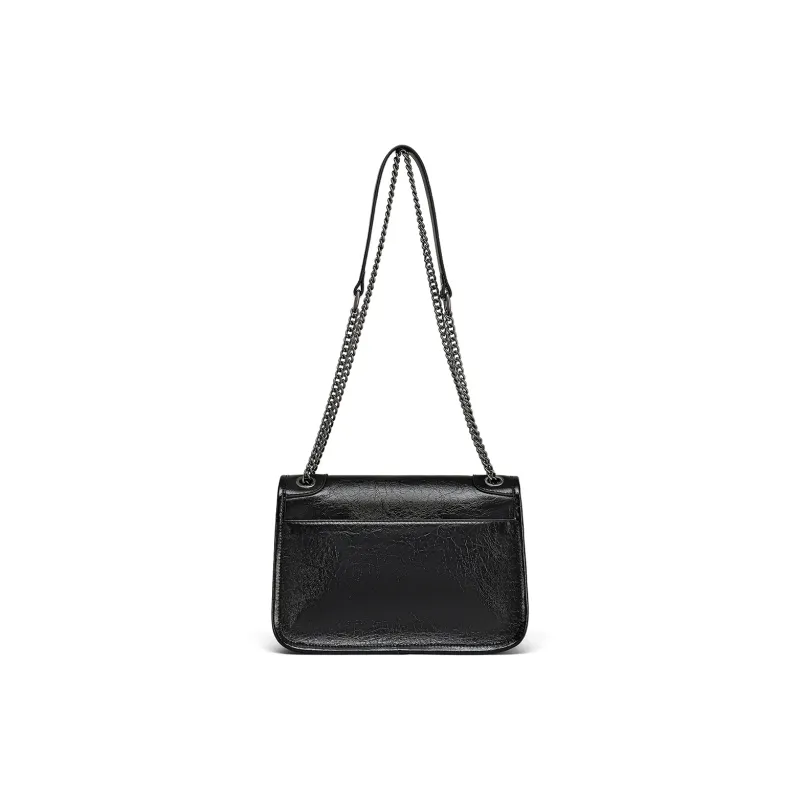 MILLIE'S Cow Leather With Synthetic Leather Underarm Shoulder Bag, Crossbody Bag Regular Women's Black-5