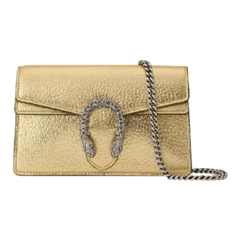 GUCCI Dionysus Leather Shoulder Bag Women's Gold
