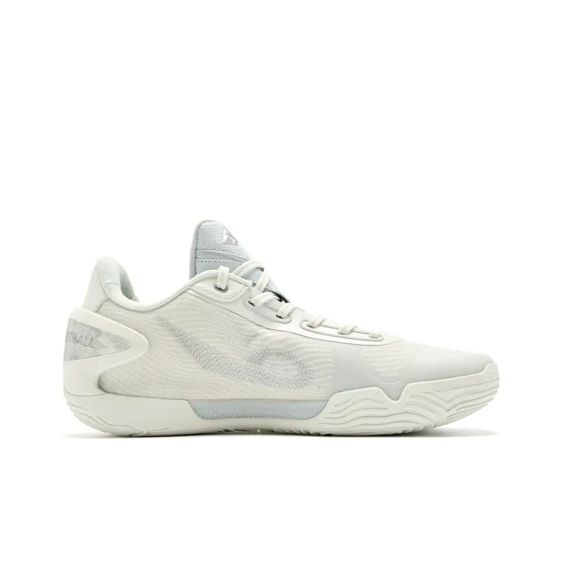QIAODAN Cushioning Wear-Resistant Low-Top Basketball Shoes Men's White Silver-1