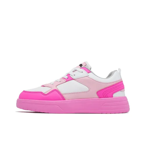 Singing Height Increasing Anti Slip And Wear Resistant Low Top Skateboard Shoes Unisex White Rose Red Pink