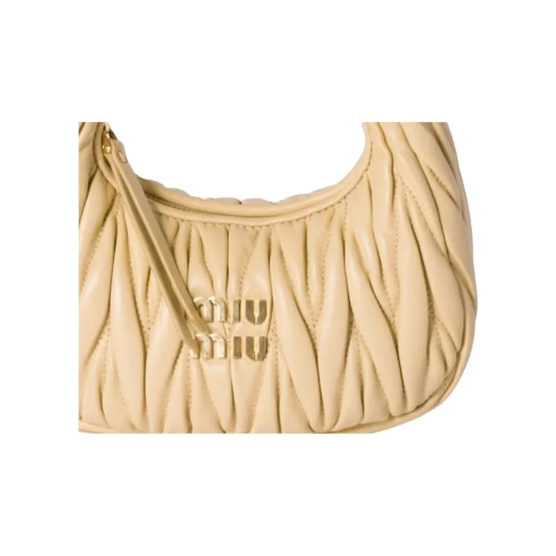 MIU MIU Wander Series Lambskin One Shoulder Handbag Mini Women's Soybean Color-5