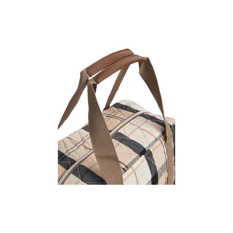 BARBOUR Polyester One Shoulder Crossbody Handbag, Travel Bag Unisex Beige Plaid-7