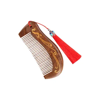 XIBI Red Celebration Wedding Comb Set Chinese Style Wedding Red Sandalwood Dowry Furniture Straight Hair