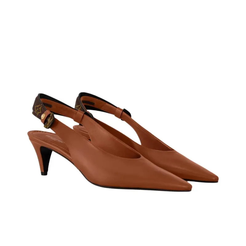 LOUIS VUITTON Legacy Cone Heel High Heels 5.5cm Women's Brown-2