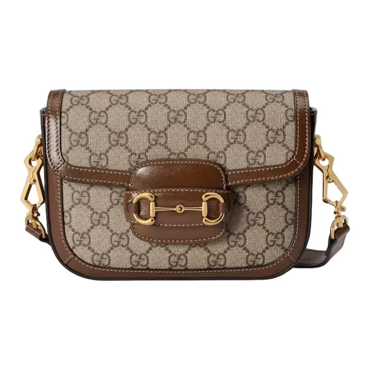 GUCCI Horsebit 1955 Canvas Shoulder Bag Mini Women's Brown-1
