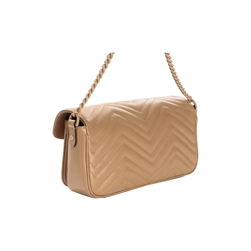 GUCCI Marmont Calfskin Shoulder Bag Women's Brown-3