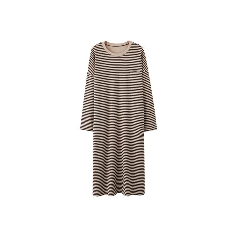 Ordifen Nightgown Women's Apricot Stripes-0