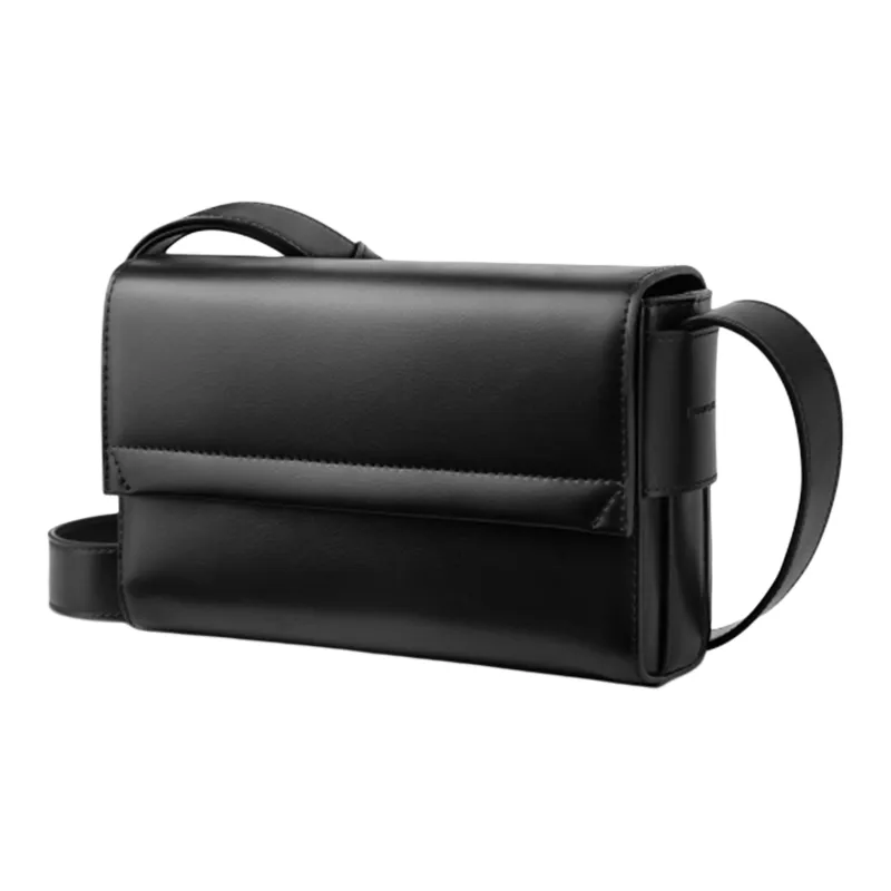INJOYLIFE Split Cow Leather With Removable Membrane Crossbody Bag Shoulder Bag Small Size Unisex Black-1