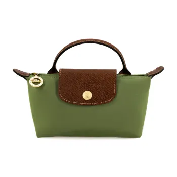 LONGCHAMP Le Pliage Cow Leather Trim Dumpling Bag Handbags Regular Women's Wild Grass Green