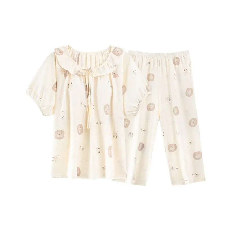 XISHE Pajama Set Women's Light Khaki-0