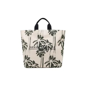 ARMANI EXCHANGEAE Cotton Tote Bag, Shopping Bag, Handbag Tubas Men's Raw White & Forest Green