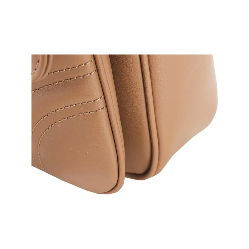 GUCCI Marmont Calfskin Shoulder Bag Women's Brown-9