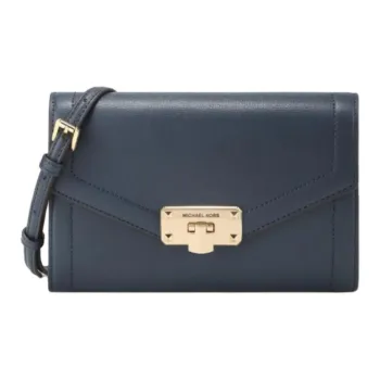 MICHAEL KORS Kinsley Cow Leather Envelope Bag Crossbody Bags Medium Size Women's Marine Blue