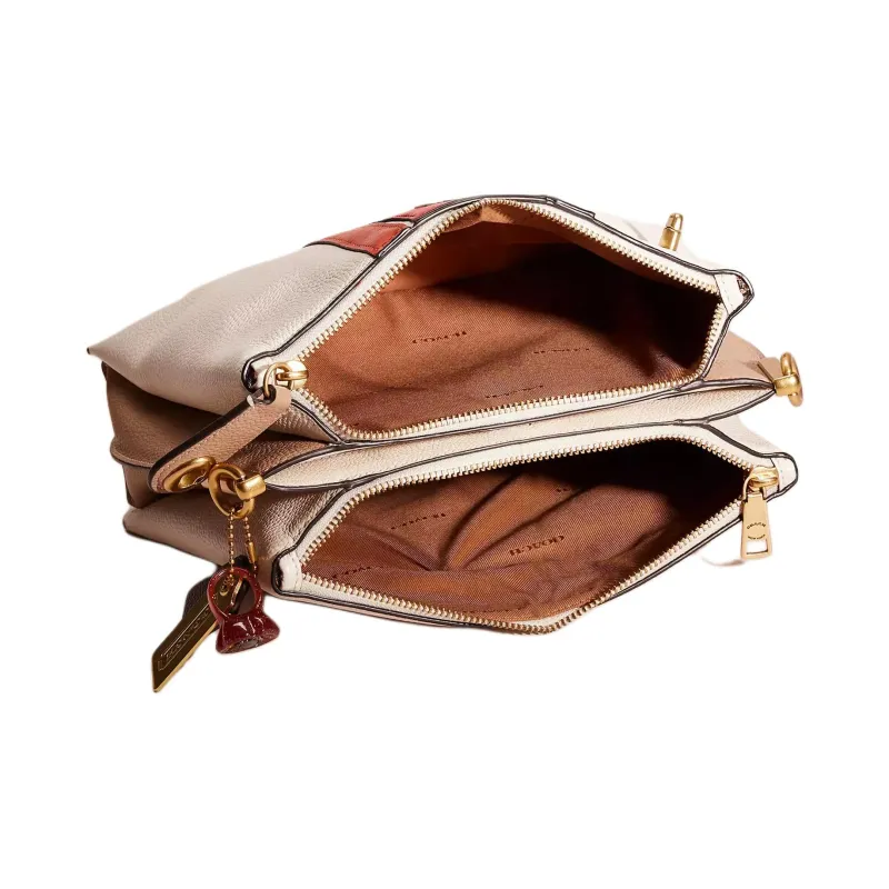 COACH Pebbled Leather Portable Crossbody Bag Shoulder Bag Large Size Women's Chalk White-2