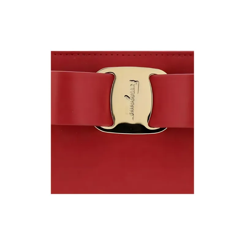 FERRAGAMO Vara Cow Leather Wallet Women's Red-4