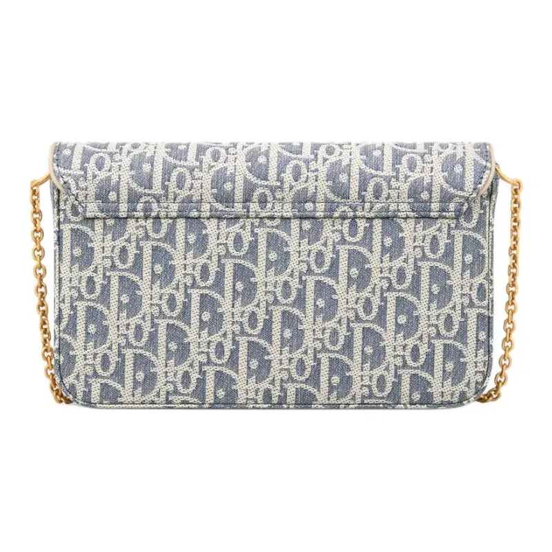 DIOR Cotton Saddle Bag, Shoulder Bag Medium Size Women's Blue-3