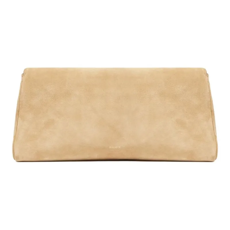 KHAITE Calf Suede Clutch Women's Khaki-3