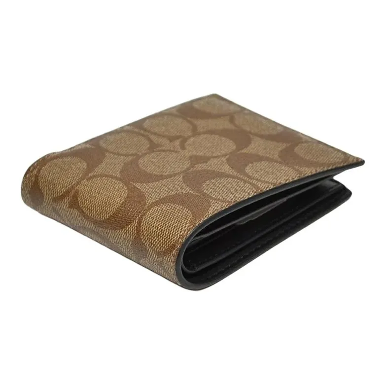 COACH X Guang Yu 3 IN 1 Wallet Canvas Wallet Men's Brown-2