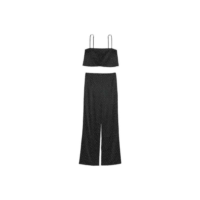 Victoria's Secret Pajama Set Women's Black Polka Dot-0