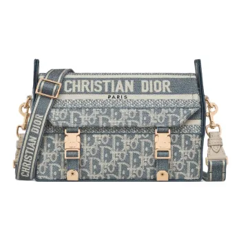 DIOR DiorCamp Cotton Messenger Bag, Shoulder Bag, Crossbody Bag Small Size Women's Blue