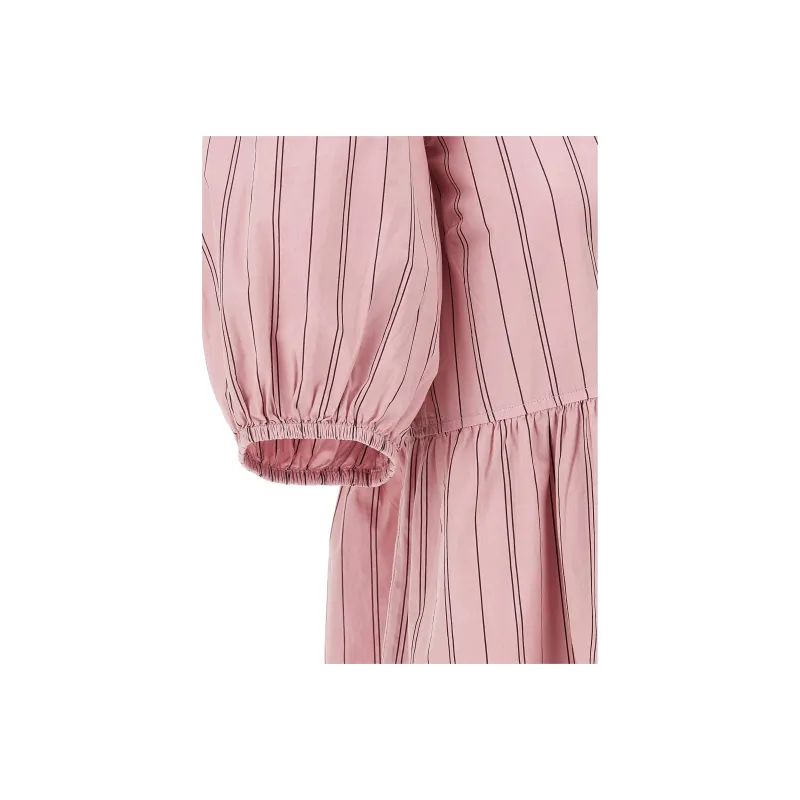GANNI Pinstriped Bow Detailed Mini Dress-2