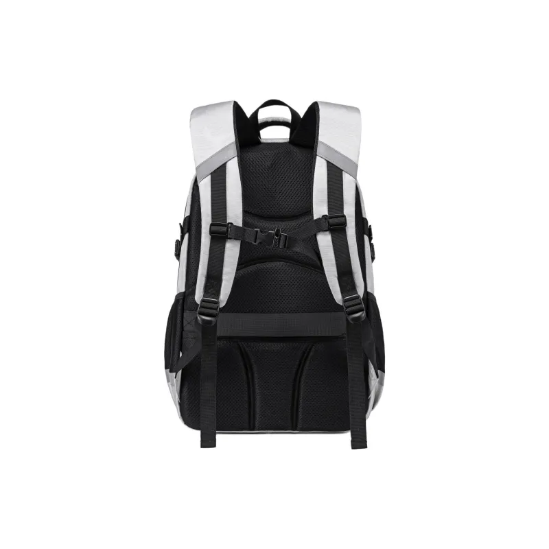 Victorian Traveler Fabric Double Shoulder Backpack Regular Unisex Silver Gray-5