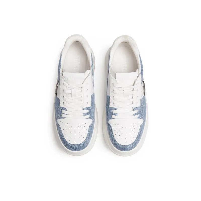 Staccato Slip Resistant Low Top Platform Height Increasing Skateboard Shoes Women's Sky Blue-2