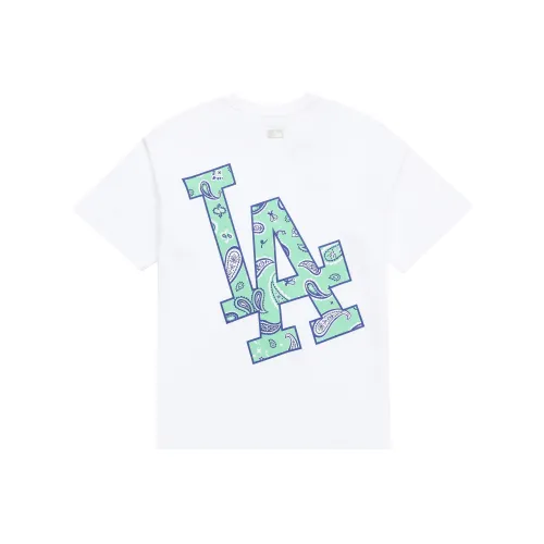 MLB Los Angeles Dodgers Drop Shoulder Sleeve T Shirt Unisex White