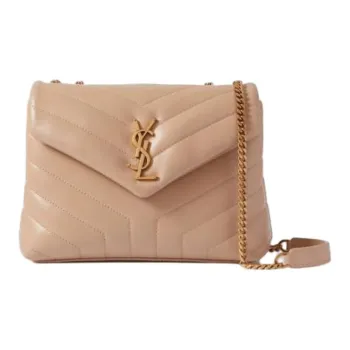 SAINT LAURENT Calfskin Envelope Bag Shoulder Bags Small Size Women's Dark Beige