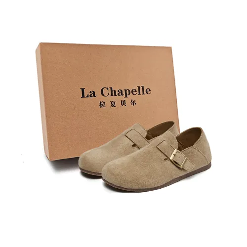 La Chapelle Vintage Fully Enclosed Round Tip Slip-on Bucen Shoes Casual Single Shoes Women's