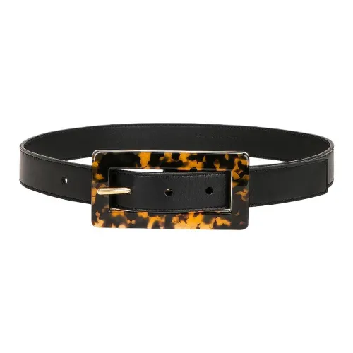 SAINT LAURENT Genuine Leather Belts Women's Black 3CM