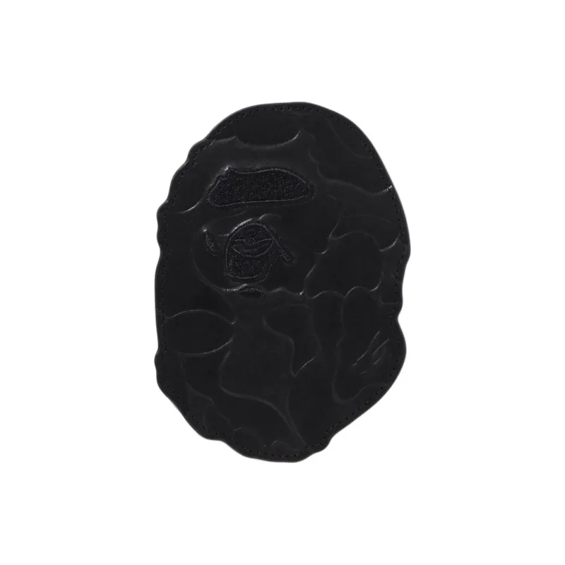 A BATHING APE Cow Leather Card Holder Unisex Black-0