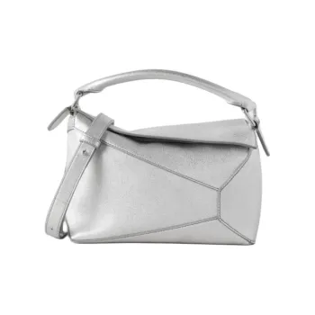 LOEWE Puzzle Leather Shoulder Bag, Crossbody Bag, Handbag Mini Women's Silver