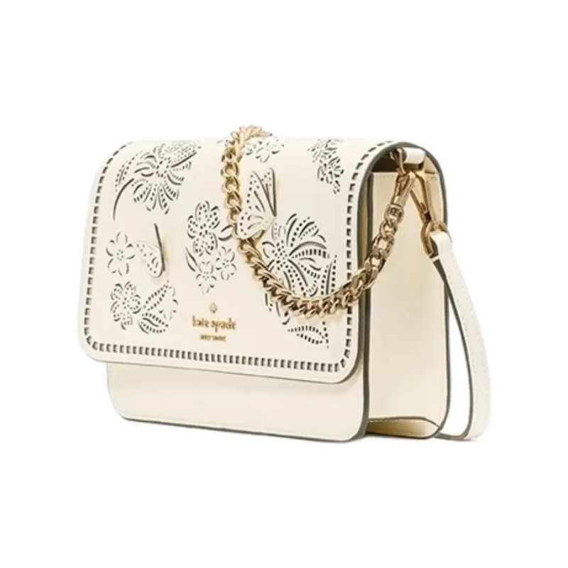 Kate Spade Split Cow Leather Crossbody Bag Medium Size Women's White-1