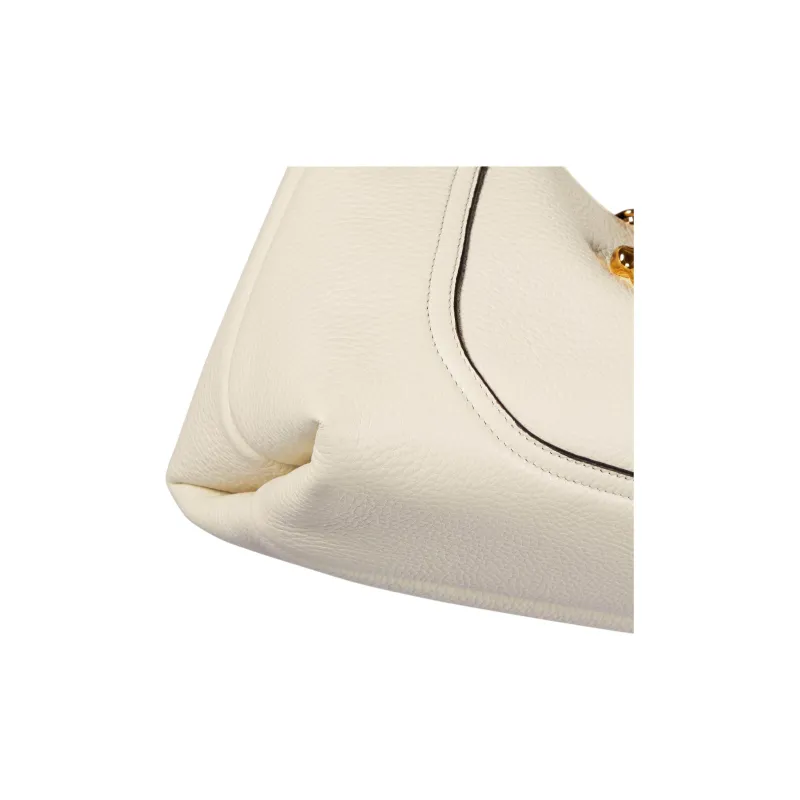 GUCCI Grain Leather Handbag Trumpets Women's White-6