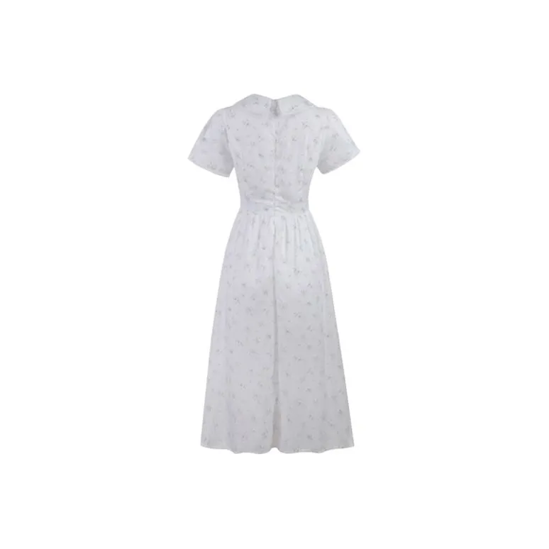 COVT Short Sleeved Dresses Women's White Floral Pattern Skirt-1