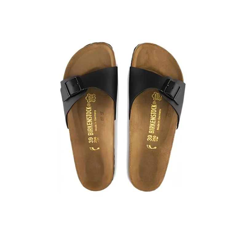 Birkenstock Madrid Slide Slippers Unisex Black Narrow Fit-3
