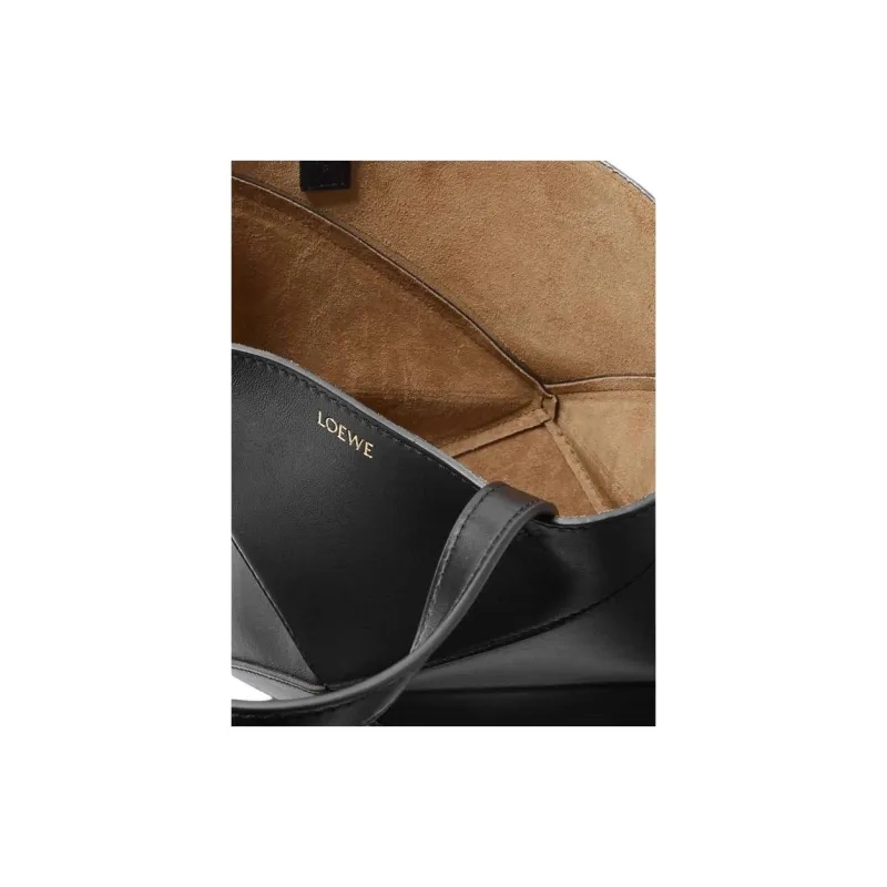 LOEWE Puzzle Fold Shiny Calfskin Tote Bag, Shopping Bag, Shoulder Bag, Handbag Women's Black-4