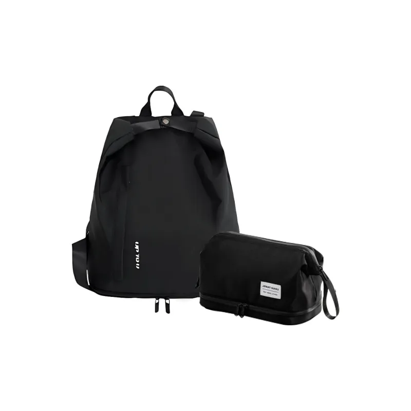 LOHAS Travel Fabric Double Shoulder Backpack Swim Bag Gym Bag Large Size Unisex Black/Lotus Color/Sky Blue-3